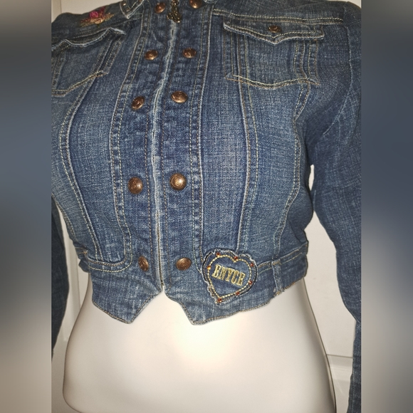Y2K Enyce Cropped Denim Jacket Sz XL - Picture 13 of 13